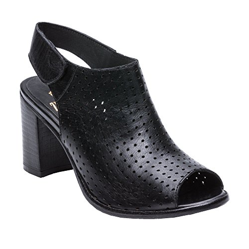 Zerimar Botines de Piel| Botines Piel Mujer | Botines Peep Toes Mujer | Peep Toe Mujer | Color: Negro | Talla: 39