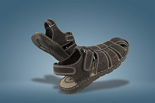 Zerimar Sandalias Hombre | Sandalias Trekking Hombre | Sandalias Hombre Senderismo | Sandalias Hombre Cuero | Sandalias Hombre Verano | Color Azul Marino Talla 43