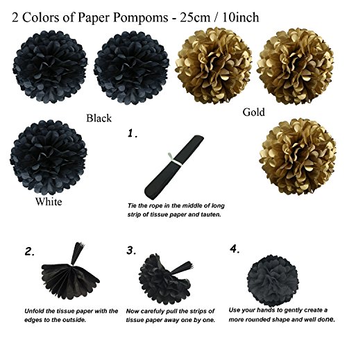 Zerodeco Cumpleaños Decoraciones, Pancartas de Banderines de Happy Birthday Incluyendo Banner, Papel de Tejido Pom Pom Ball linternas, Flores, Cintas, Globos