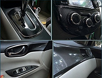 ZERTRAN Car Styling Impermeable Negro Brillante 5D Fibra de Carbono Película de Vinilo Envoltura de Coche con Burbuja Libre de Aire DIY Car Tuning Parte Etiqueta (152 * 30cm)