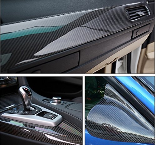 ZERTRAN Car Styling Impermeable Negro Brillante 5D Fibra de Carbono Película de Vinilo Envoltura de Coche con Burbuja Libre de Aire DIY Car Tuning Parte Etiqueta (152 * 30cm)