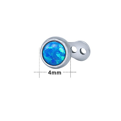 ZeSen Jewelry parte superior 2pcs 14g Opal dérmica de anclaje y la base de acero quirúrgico joyería internamente roscada Microdermals cuerpo (2) Azul