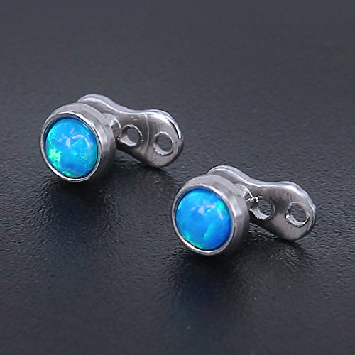 ZeSen Jewelry parte superior 2pcs 14g Opal dérmica de anclaje y la base de acero quirúrgico joyería internamente roscada Microdermals cuerpo (2) Azul