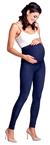 Zeta Ville - Premamá Leggings Efecto Mezclilla Banda para Barriga - Mujer - 948c (Jeans Azul Marino, EU 40/42, 2XL)