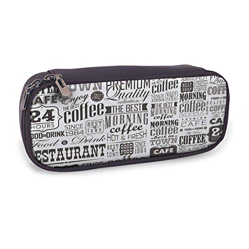 ZhangWenShengd Pen Estuche PU Leather Gourmets Guide Zippered Pouch for Teens Storage Study Stationery Bag Holder Students Office Business Desk