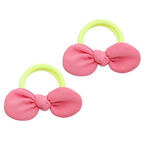 ZheQR Algodón Niñas Dulces Color Elasticidad 1 par Cuerda de Pelo Bowknot Ajustable 2018 Recién Llegado Gasa 9 Colores Mujeres Alergia   , Rosa