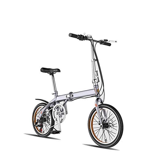 ZHIFENGLIU Bicicleta Plegable, Mini Bicicleta Ultra-Ligero Y Conveniente, Vespa Trasera Unisex De Absorción De Choques,Plata,14inch