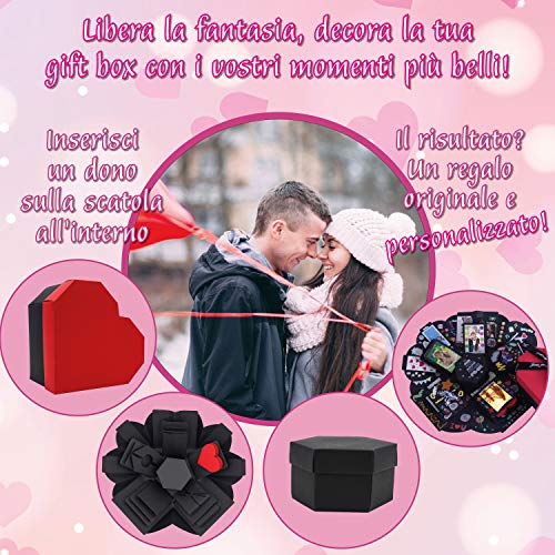 Zhonama Explosion Box totalmente montada, álbum de fotos personalizado, caja explosiva con sorpresa, ideal para regalos de cumpleaños, San Valentín, boda, idea original hazlo tu mismo