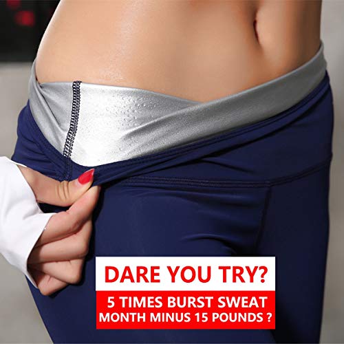 ZHRUI Pantalones para Adelgazar,Pantalones Deportivos Mujer, Pantalón de Sudoración Adelgazar, Leggings Push Up, Mallas Termicos de Neopreno, Faja Reductora Adelgazante para Deporte (Azul, M)