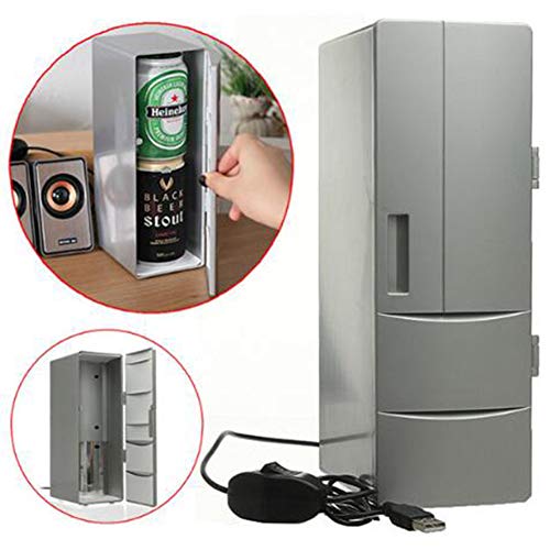 Zidao Compacto Mini USB Frigorífico, creativos pequeños cosméticos refrigerador portátil frigorífico congelador Beber Cerveza más fría Gira Uso de la Oficina del Coche de Escritorio,A