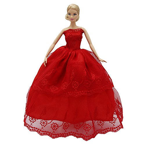 ZITA ELEMENT 15 Piezas Ropa y Accesorios - 5 Conjuntos Vestidos para 11,5 Pulgadas Muñeca Fiesta Aleatorio 5 Pares Zapatos 3 Perchas 2 Bolsos de Mano de Moda de Regalo Niña