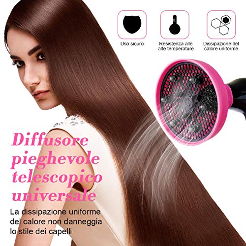ZITFRI - Difusor universal para el cabello, difusor de viaje universal, difusor plegable portátil Imetec Difusor de pelo universal Rizos con diámetro exterior de 4-6 cm