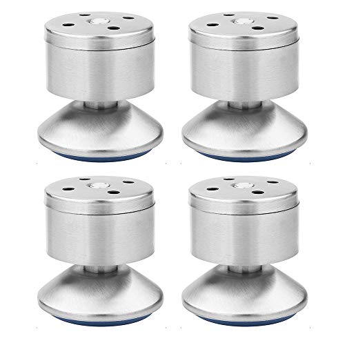 Ziyero Pies Nivelados Ajustables Acero Inoxidable Espesar Patas para Muebles Metal Cocina Alfombrilla de Goma, Fácil de Instalar, Adecuado para Mesas, Armarios, Sofás, Camas Etc—4 Piezas (Plateado)