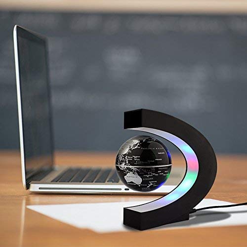 ZJchao Forma C de Globo Flotante de levitación magnética para decoraciòn en Oficina y casa (Negro)