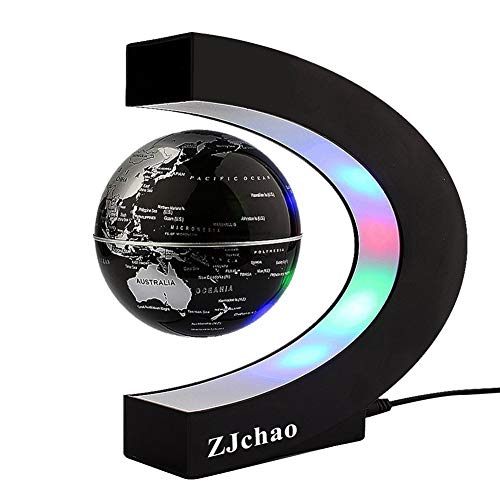 ZJchao Forma C de Globo Flotante de levitación magnética para decoraciòn en Oficina y casa (Negro)
