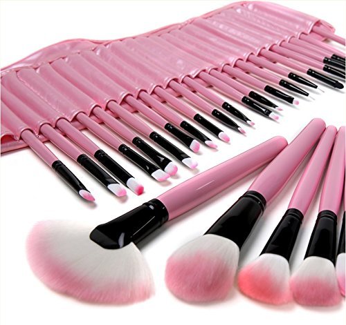 ZJchao - Lote de 32 pinceles para maquillaje profesional, color rosa, para sombras, base y colorete