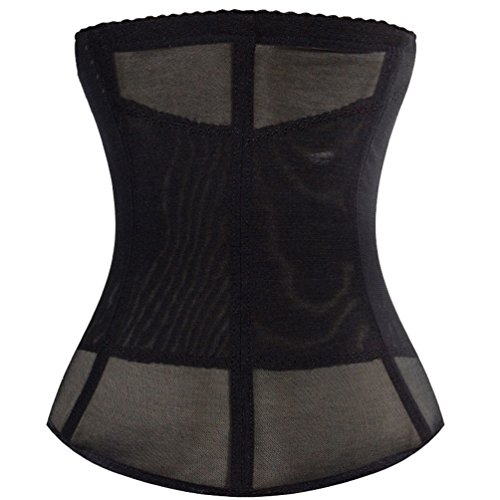 ZKOO Mujer Transpirable Fajas Reductoras de Cinturón Ajustable Bodyshaper Abdomen Cinturón Underbust Negro