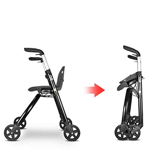 ZKORN Andador de Edad Avanzada, Andador Andador Marco de Andar Ligero y Andador Plegable con Asiento Acolchado de 4 Ruedas Altura Ajustable Ayuda para Caminar con Movilidad Silla de tránsito 3