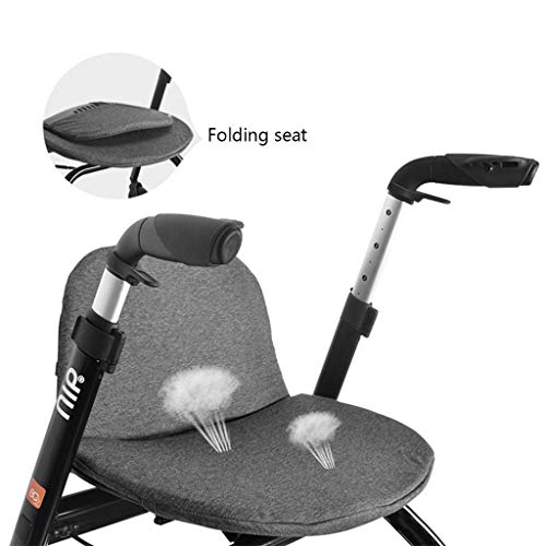 ZKORN Andador de Edad Avanzada, Andador Andador Marco de Andar Ligero y Andador Plegable con Asiento Acolchado de 4 Ruedas Altura Ajustable Ayuda para Caminar con Movilidad Silla de tránsito 3