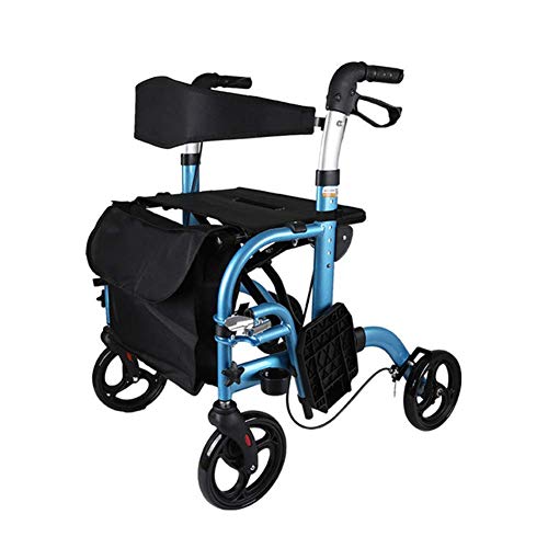 ZKORN Andador de Edad Avanzada, Rodillos Plegables Andador de Ayuda para Caminar en Aluminio Hospital Essentials Fácil de Transportar Ancianos Reposabrazos Muletas Andador de 4 Ruedas Manijas e
