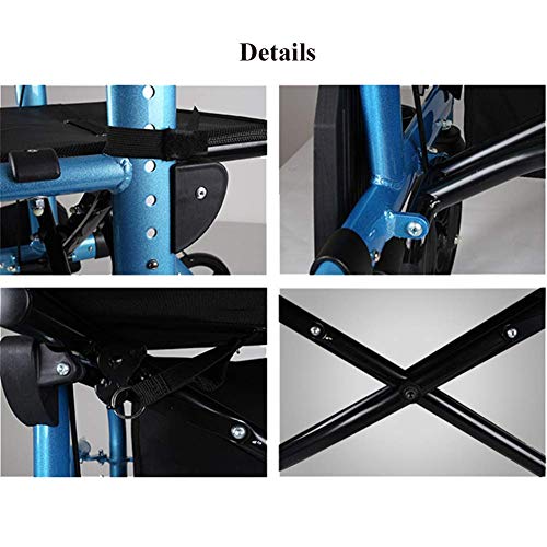 ZKORN Andador de Edad Avanzada, Rodillos Plegables Andador de Ayuda para Caminar en Aluminio Hospital Essentials Fácil de Transportar Ancianos Reposabrazos Muletas Andador de 4 Ruedas Manijas e