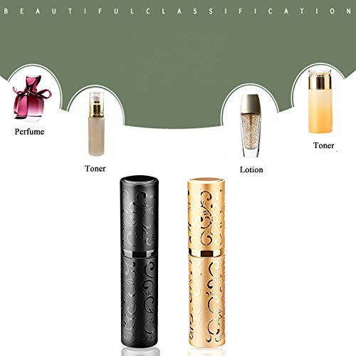 ZKSM Atomizador de perfume Recargable Frasco de perfume de 10 ML Atomizador de perfume con torcedura de boca oculta y embudo para viaje, bolso (negro)