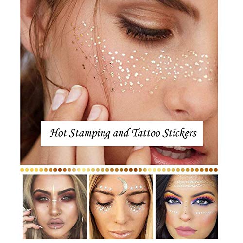 Zliger 10 Piezas Tatuajes De MetáLicas,Temporales Pegatinas Flash La Cara Dorados Festival Adhesivos Metalicos Impermeable Gem Diamantes Stickers para Fiestas Make Up Maquillaje Mujeres Niños