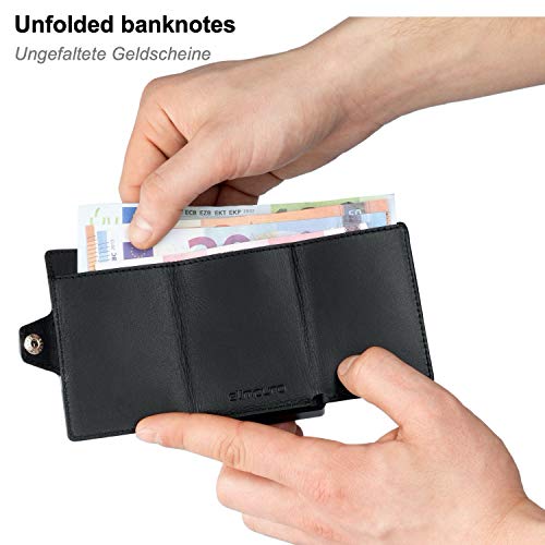 ZNAP Tarjetero Hombre RFID Metálico con Compartimento para Monedas – Cartera Tarjetero Hombre de Aluminio – Billetera Hombre pequeña para 6-12 Tarjetas – Monedero Hombre Minimalista