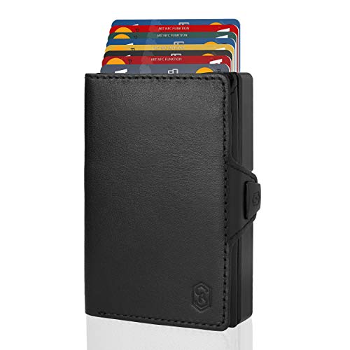 ZNAP Tarjetero Hombre RFID Metálico con Compartimento para Monedas – Cartera Tarjetero Hombre de Aluminio – Billetera Hombre pequeña para 6-12 Tarjetas – Monedero Hombre Minimalista