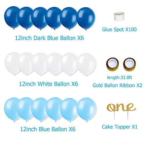 ZNZ DECORACIÓNES para EL Primer CUMPLEAÑOS para BEBÉ - NIÑO NIÑA 1 año Fiesta de Cumpleaños, Globos Pancartas Papel de Abanico Flor y Pastel Topper de Corona de Tiara,Gorra, Diadema, Papel Borla