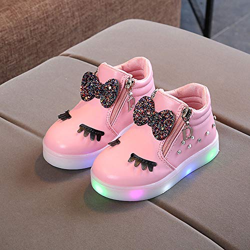 ZODOF Zapatos Casuales CóModos De Los NiñOs Lindos del Conejo NiñOs BebéS Infantil Crystal Bowknot Led Botas Luminosas Zapatillas Deportivas Zapatillas