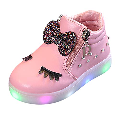 ZODOF Zapatos Casuales CóModos De Los NiñOs Lindos del Conejo NiñOs BebéS Infantil Crystal Bowknot Led Botas Luminosas Zapatillas Deportivas Zapatillas