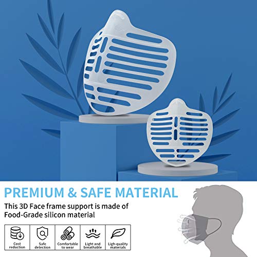 ZOENA 10 piezas máscara facial soporte interno marco de apoyo 3D transpirable máscara interior soporte soporte reutilizable cara lápiz labial protector transparente