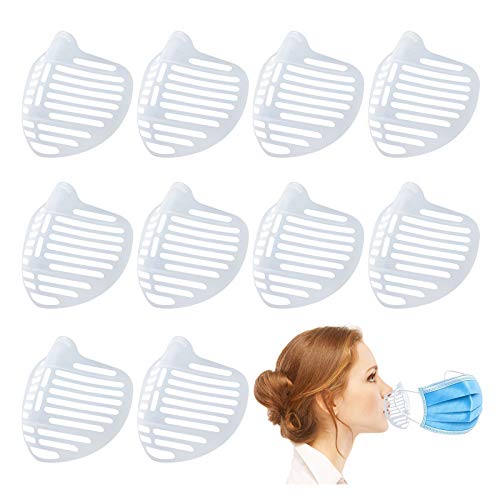 ZOENA 10 piezas máscara facial soporte interno marco de apoyo 3D transpirable máscara interior soporte soporte reutilizable cara lápiz labial protector transparente