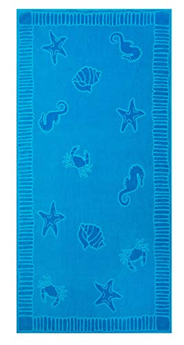 ZOLLNER Toalla de Playa Grande, 100x200 cm, algodón, azúl