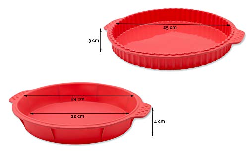 ZOLLNER24 4 moldes de repostería de Silicona, para Tartas y bizcochos, Rojos