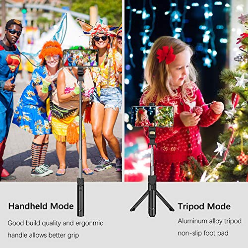 Zommuei Palo Selfie Trípode, Selfie Stick Bluetooth 3 en 1 Mini Tripode Movil con Obturador Bluetooth Rotación de 360° para iPhone 8/8 Plus / 7 / 6s /, Huawei P20 / P10, Galaxy S10 / S9 / 8/7 / 6. etc
