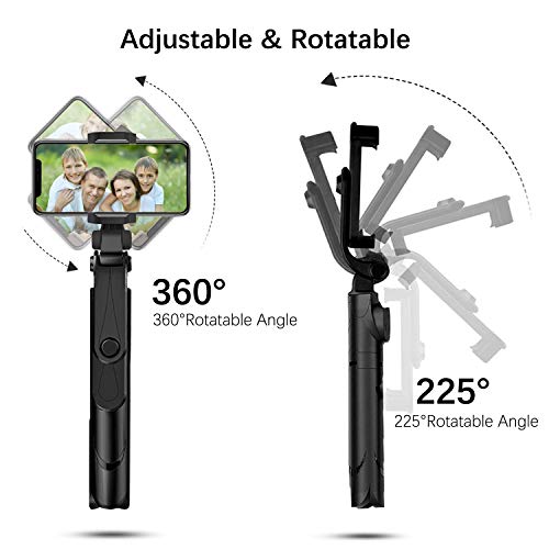 Zommuei Palo Selfie Trípode, Selfie Stick Bluetooth 3 en 1 Mini Tripode Movil con Obturador Bluetooth Rotación de 360° para iPhone 8/8 Plus / 7 / 6s /, Huawei P20 / P10, Galaxy S10 / S9 / 8/7 / 6. etc