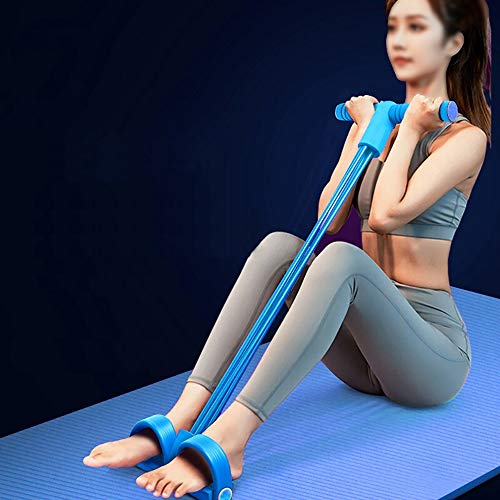 ZoneYan Cuerda Elástica de Pedal, Cuerda de Tensión Multifunción, Pedal Cuerdas de Tracción, Expansor de Culturismo, 4 Tubo Pierna Ejercitador, Pedal Resistance Band (Blue)