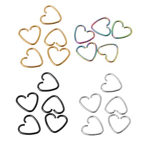 ZOOMY Corazón en Forma de Falso Tragus Piercing Hoop Helix Cartílago Tragus Stud Pendiente - Plata