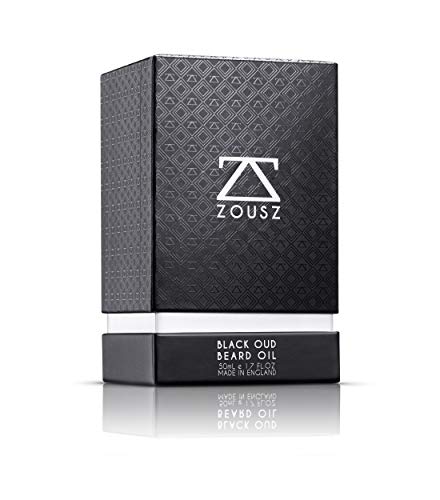 ZOUSZ Aceite para Barba - Cuidado con Oud Negro y Madera con Aceites Naturales de Aguacate y Argán - Suavizante e Hidratante para el Cabello Facial No Graso - Regalo Vegano para Hombres - 50mL