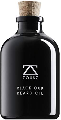 ZOUSZ Aceite para Barba - Cuidado con Oud Negro y Madera con Aceites Naturales de Aguacate y Argán - Suavizante e Hidratante para el Cabello Facial No Graso - Regalo Vegano para Hombres - 50mL