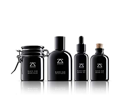 ZOUSZ Aceite para Barba - Cuidado con Oud Negro y Madera con Aceites Naturales de Aguacate y Argán - Suavizante e Hidratante para el Cabello Facial No Graso - Regalo Vegano para Hombres - 50mL