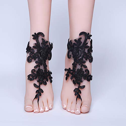 Zoylink 1 Par De Sandalias Descalzas Cadena Del Pie Flor Elegante De La Boda De Encaje Tobillera Joyería Del Pie