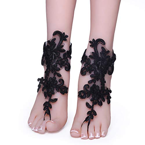 Zoylink 1 Par De Sandalias Descalzas Cadena Del Pie Flor Elegante De La Boda De Encaje Tobillera Joyería Del Pie