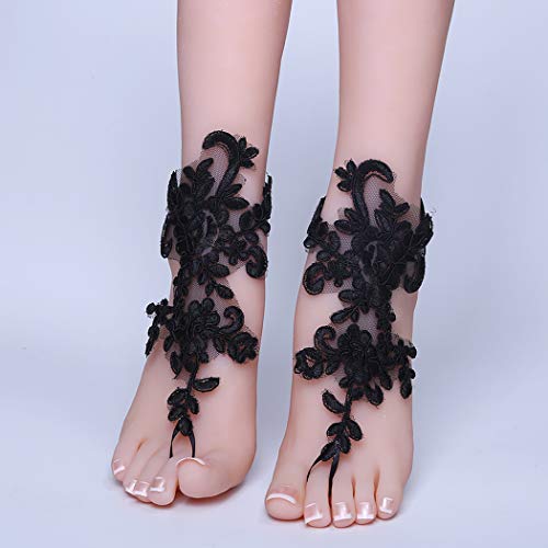 Zoylink 1 Par De Sandalias Descalzas Cadena Del Pie Flor Elegante De La Boda De Encaje Tobillera Joyería Del Pie
