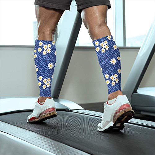 zsxaaasdf Blue Daisy Little Cute Cool Running Home Workout Sport Gym Gear Accessories Calf Compression Sleeve Leg Jobs Running Half Foot Guard Protective Supports Guards