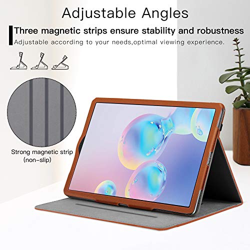 Ztotops Funda Carcasa para Samsung Galaxy Tab S6 2019, Cuero Premium Carcasa Cover con Pencil,Multiángulo, función Auto-Activa para Samsung Galaxy Tab S6 SM-860/SM-865 Tableta, Marrón