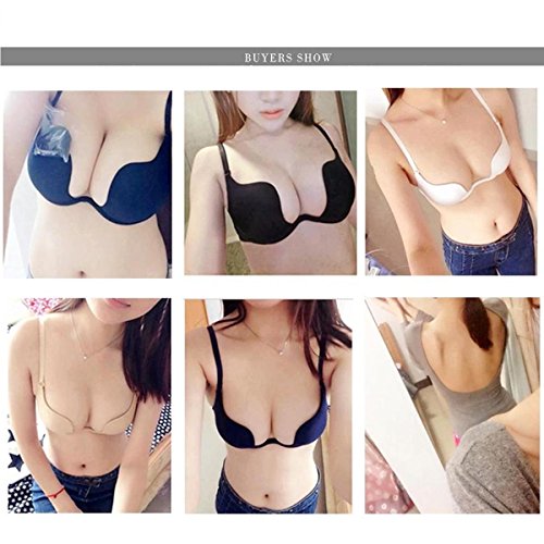 ZUKULIFE Mujer Delgado De encaje Deep U Push Up 3/4 Taza de Sujetador - (Albaricoque ES-95B)