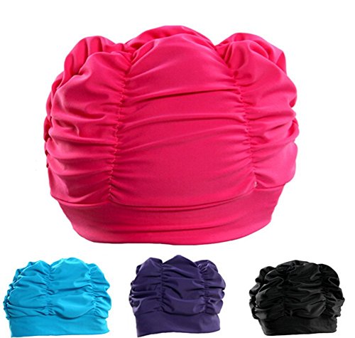 ZUMUii Butterme Señoras Chicas Plisado Tela de Paño Suave Sombrero de Natación/Cap/Turbante Gorro de Baño Hermoso Sombrero para Rastas Pelo Largo Verano/Mar/Piscina Juego de Diversión